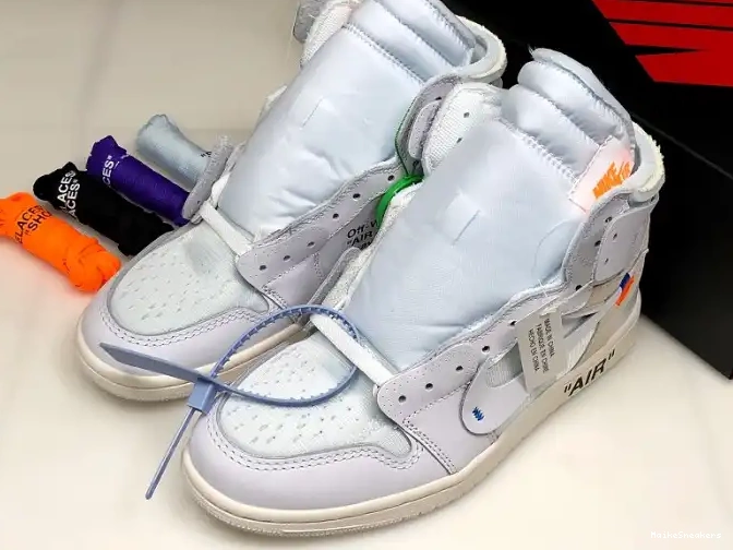 MaikeSneakers Jordan 1 AQ0818-100 White Off-White Retro Air High 0521